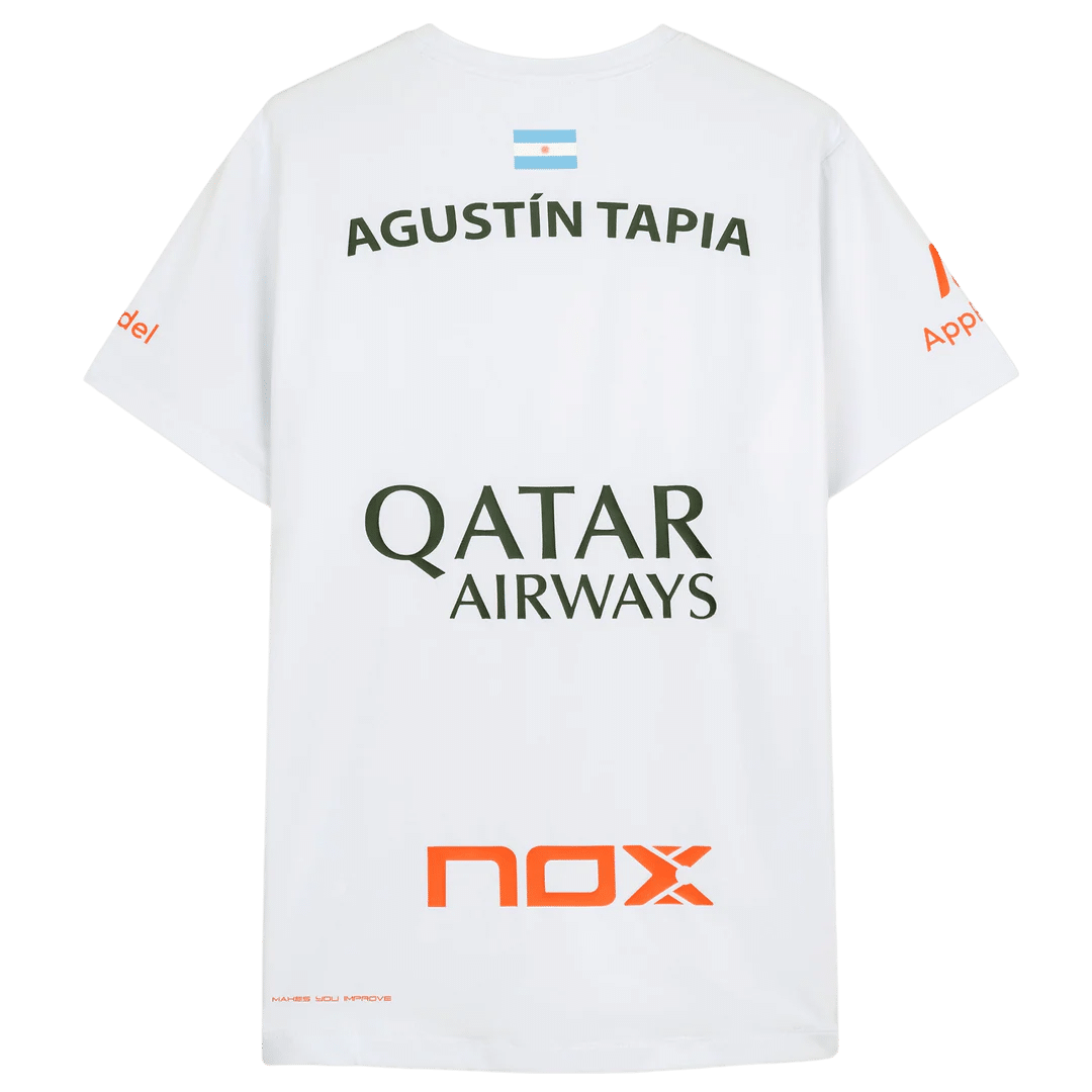 MAILLOT DE PADEL NOX AT10 AUGUSTIN TAPIA BLANC